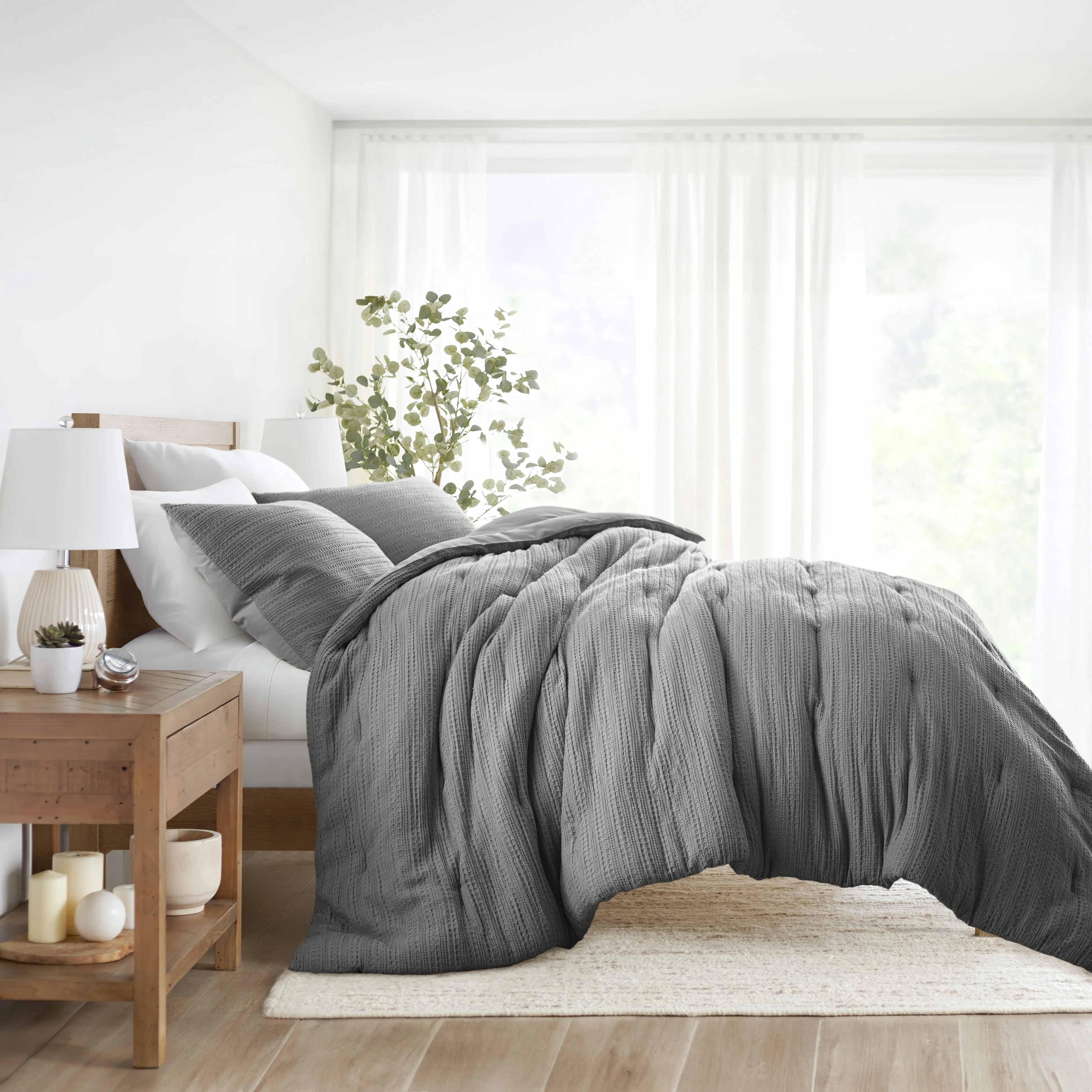 Waffle Textured Comforter Set - Sale