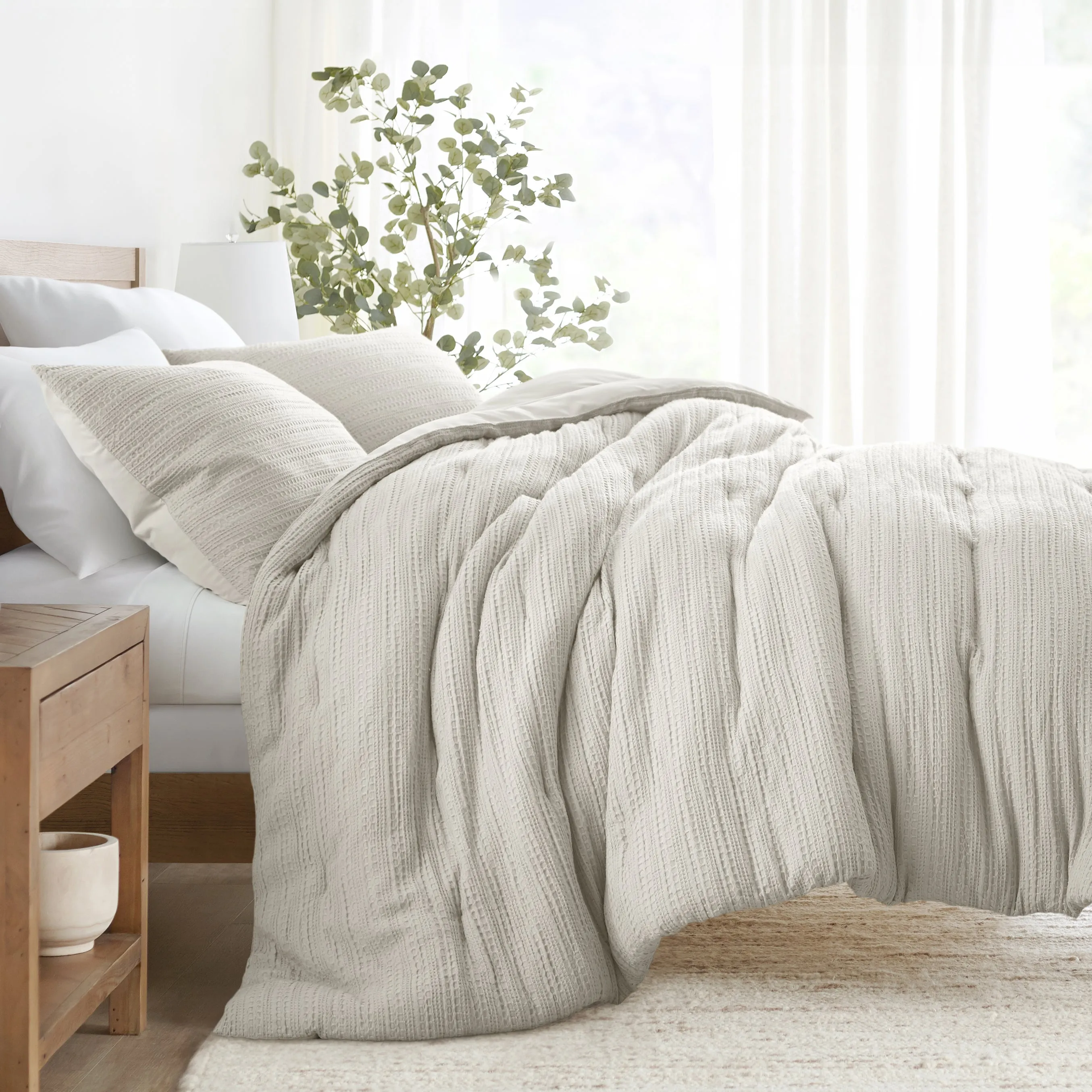 Waffle Textured Comforter Set - Sale