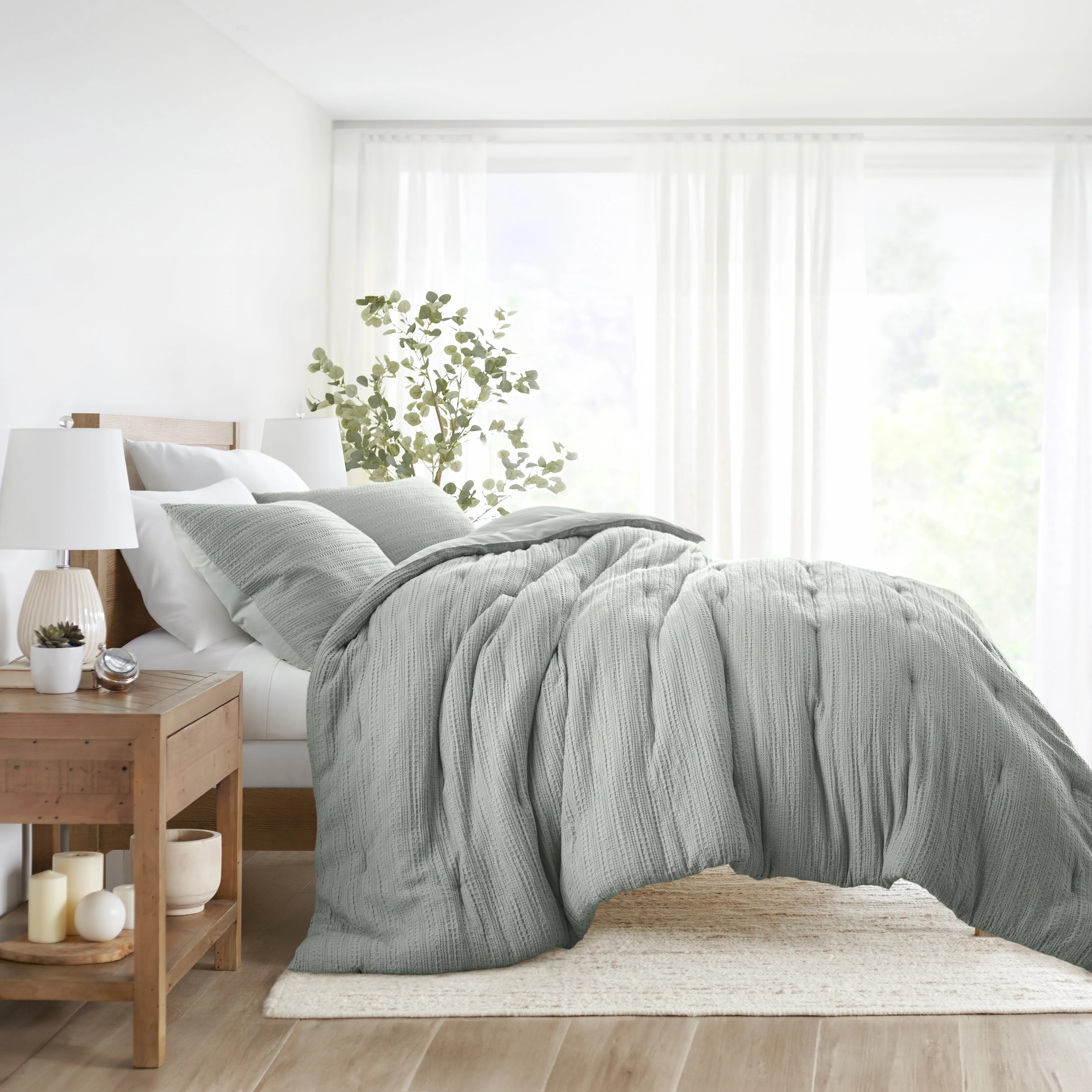 Waffle Textured Comforter Set - Sale