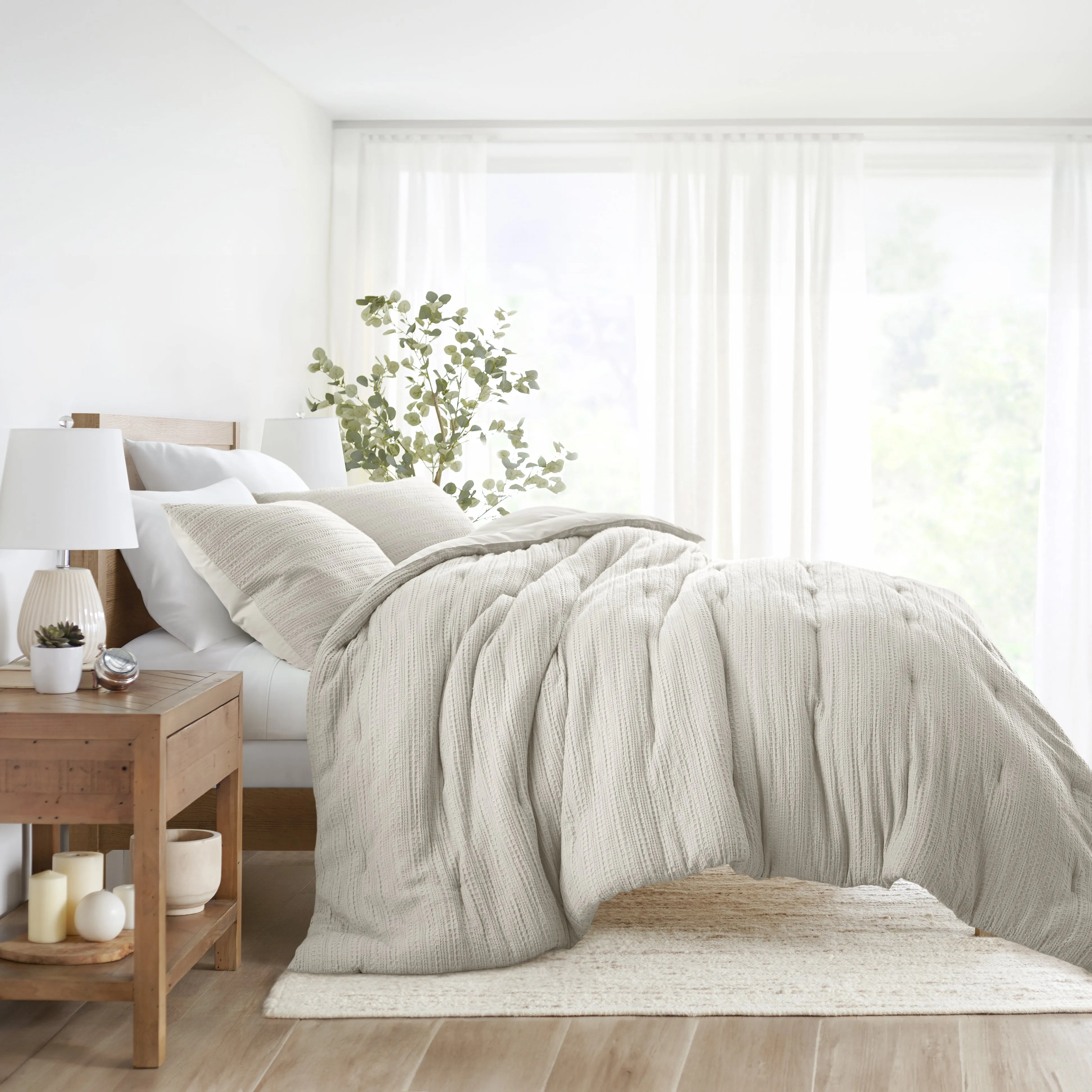 Waffle Textured Comforter Set - Sale