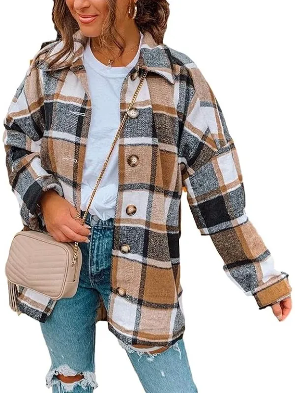 Women Checkered Pattern Jacket With Long Sleeves