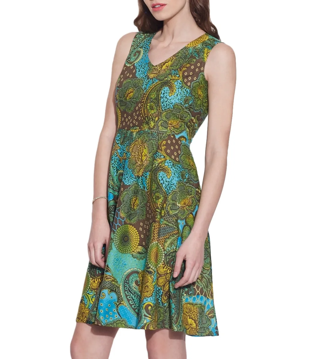 Womens Clothing Cotton Printed Dress,Machine washable,W-CPD42-1614, Size-42 Inch