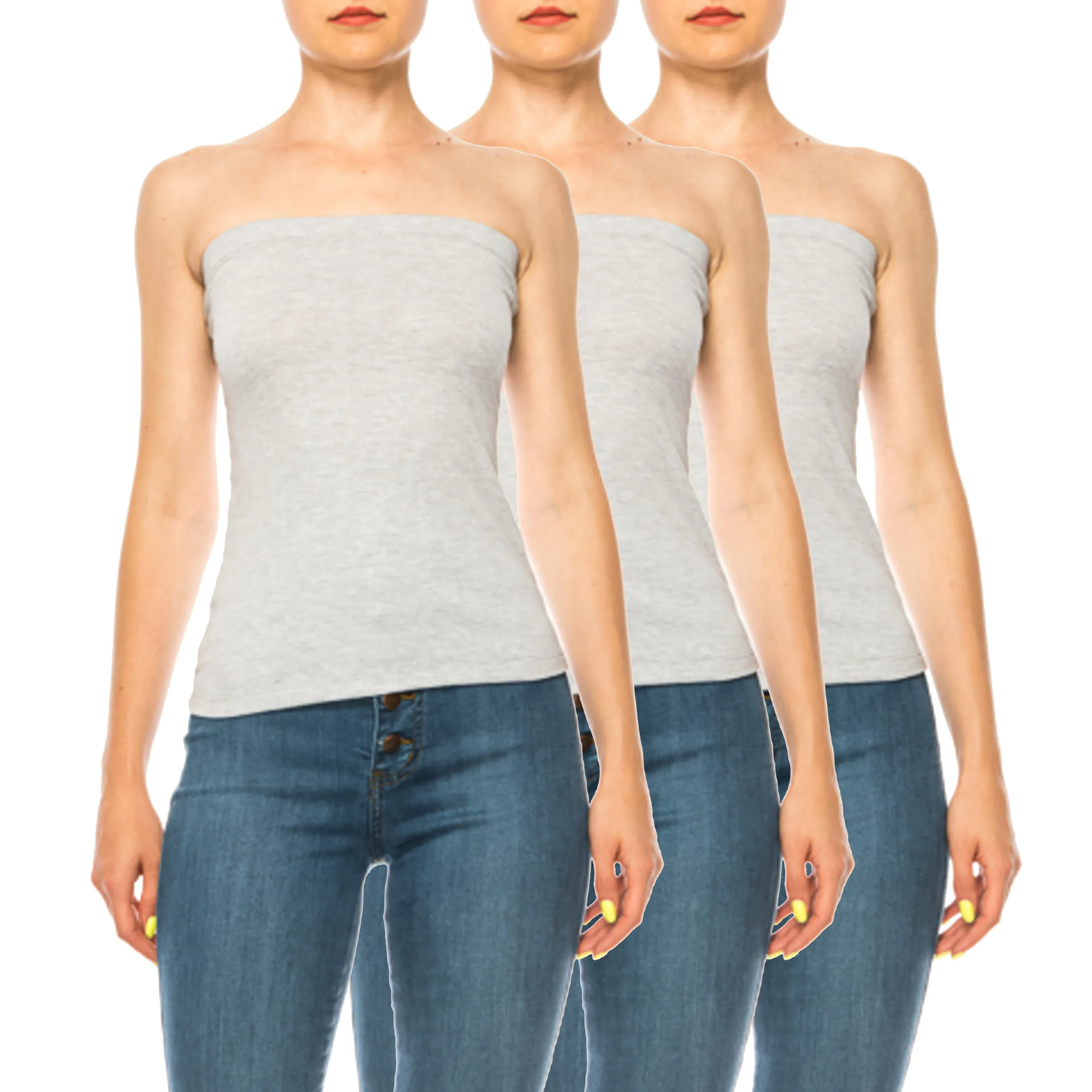 Women's Stylish Tubetop features an Elastic Top (3-pack)