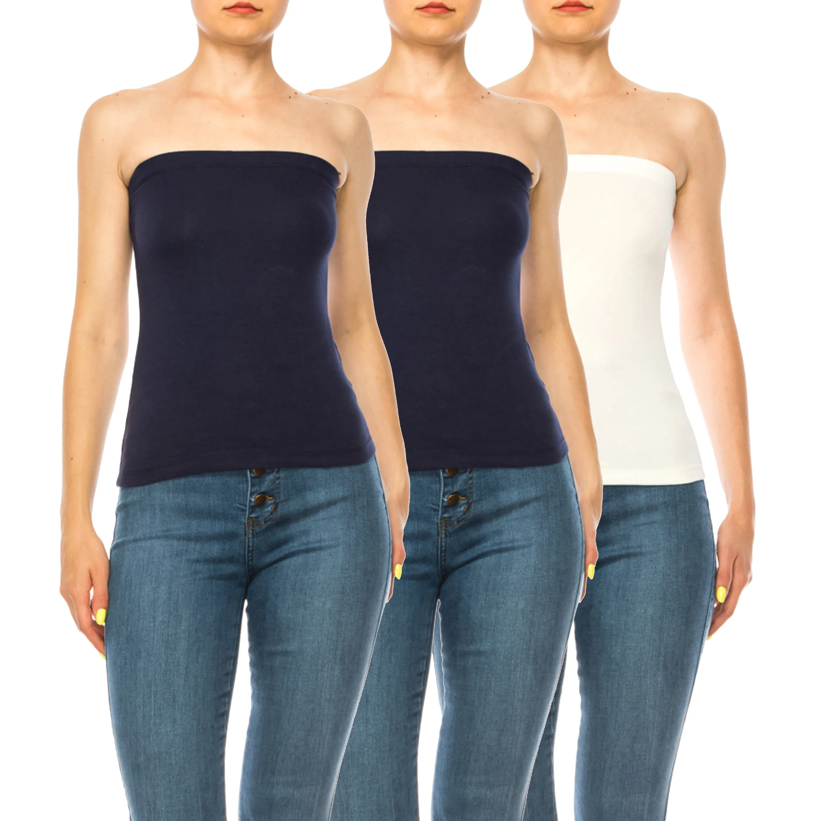 Women's Stylish Tubetop features an Elastic Top (3-pack)