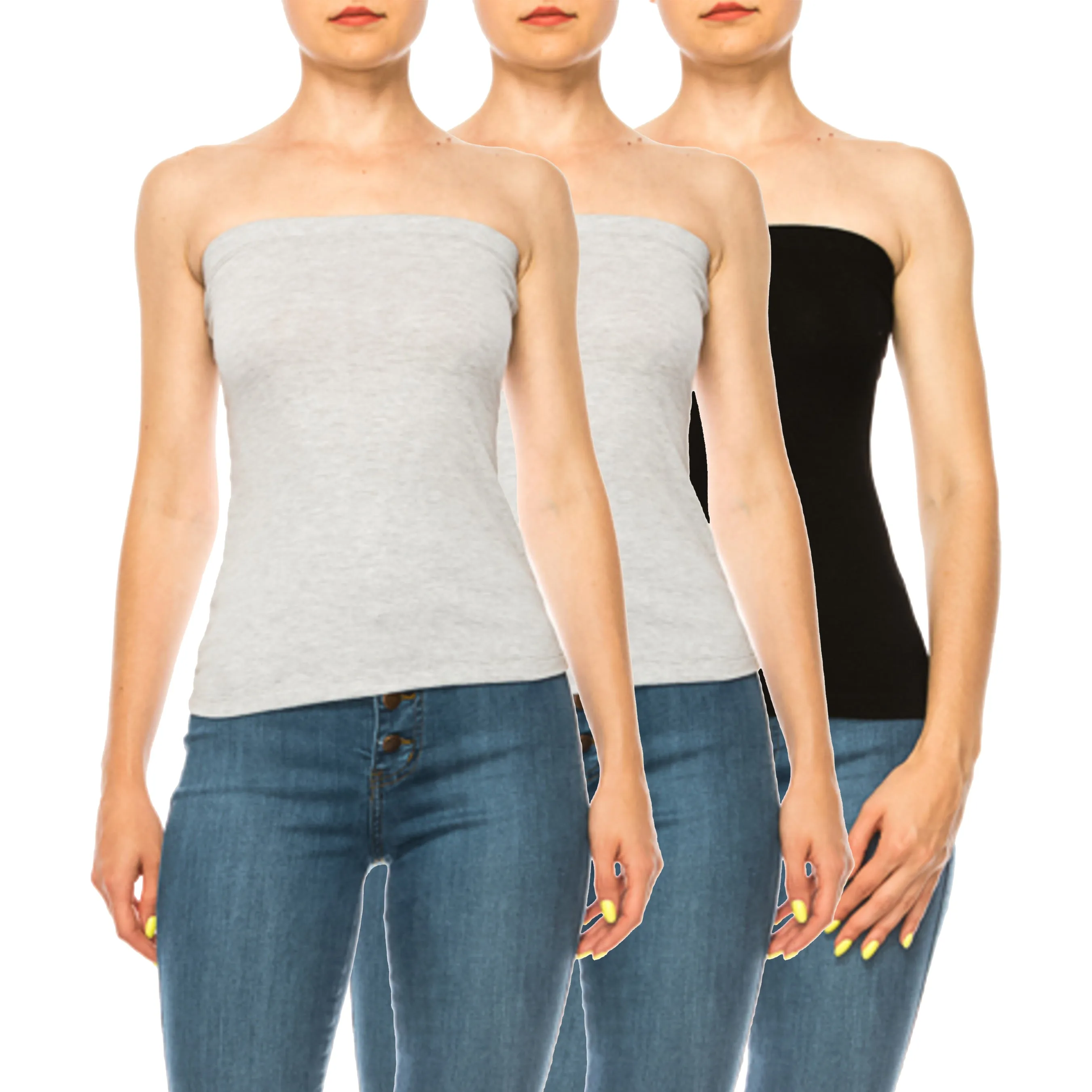 Women's Stylish Tubetop features an Elastic Top (3-pack)