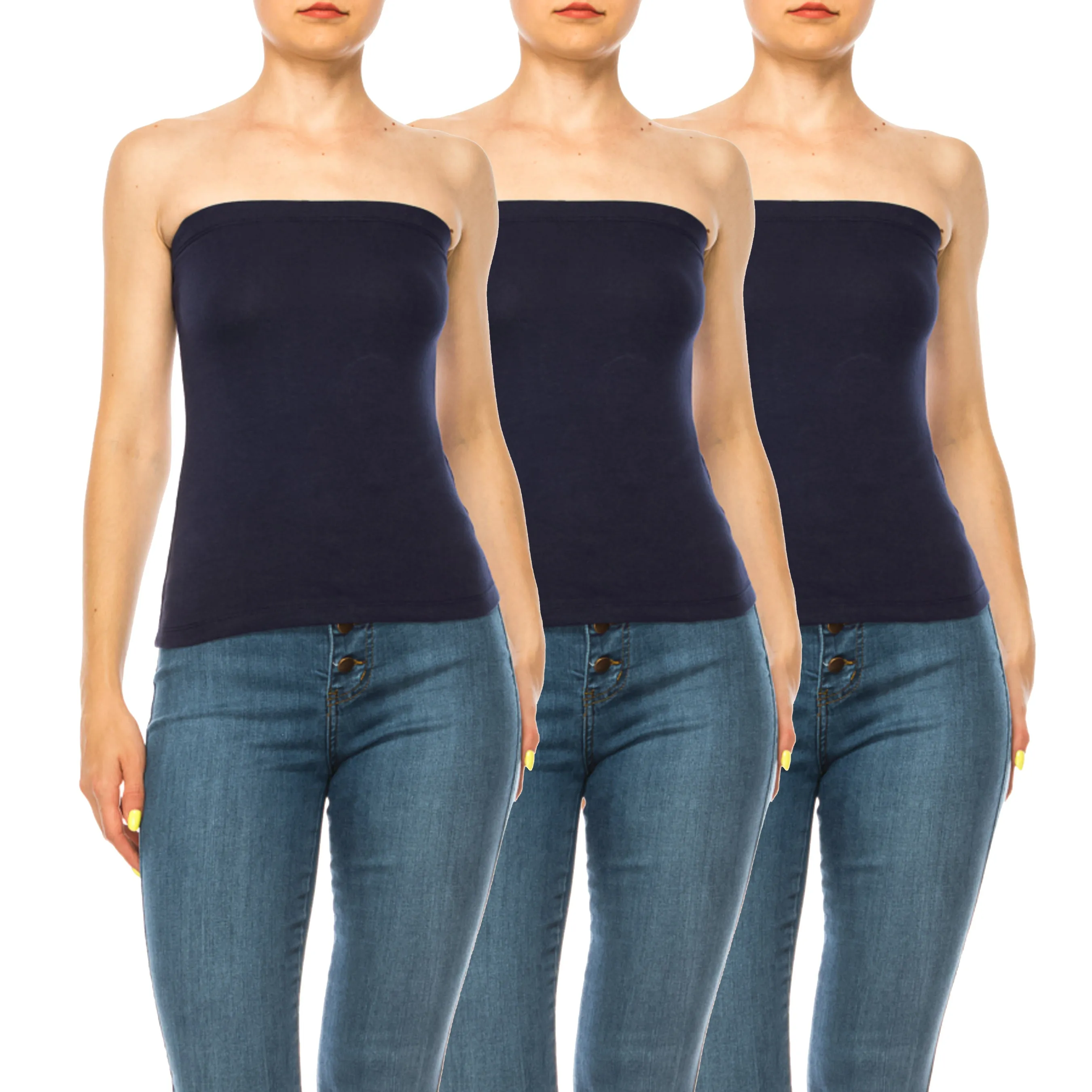 Women's Stylish Tubetop features an Elastic Top (3-pack)