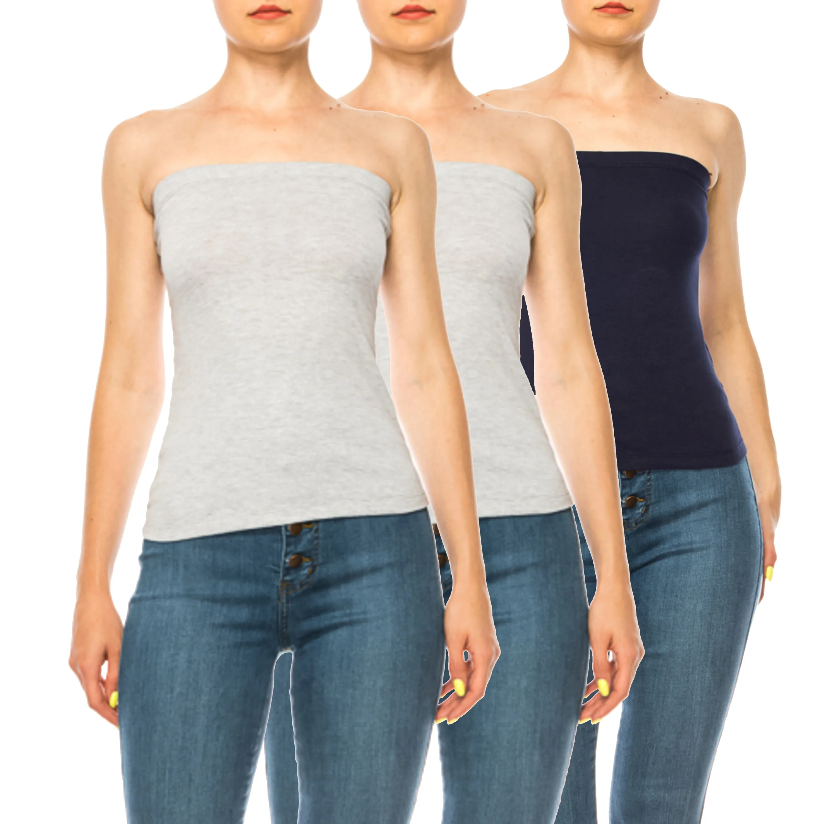 Women's Stylish Tubetop features an Elastic Top (3-pack)