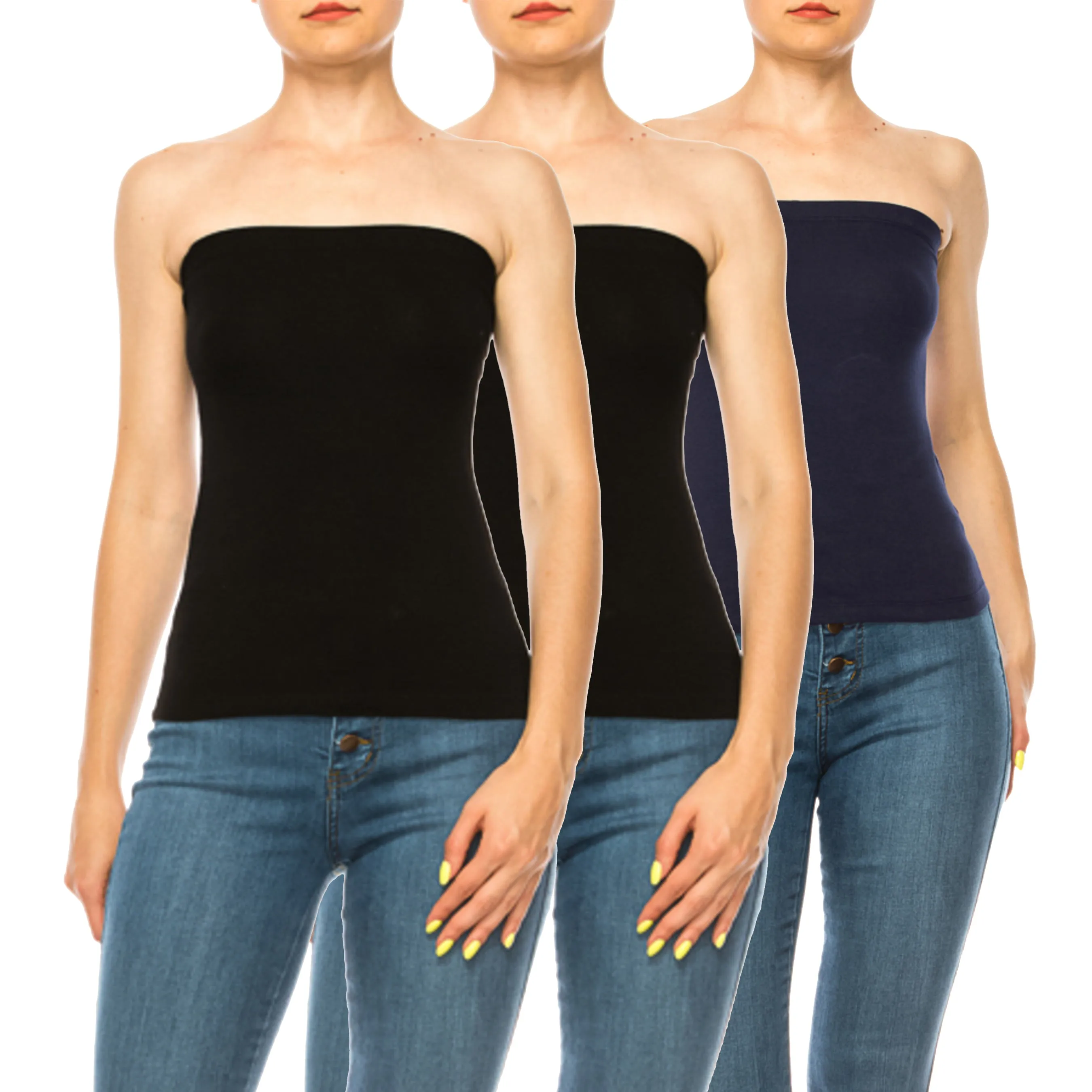 Women's Stylish Tubetop features an Elastic Top (3-pack)