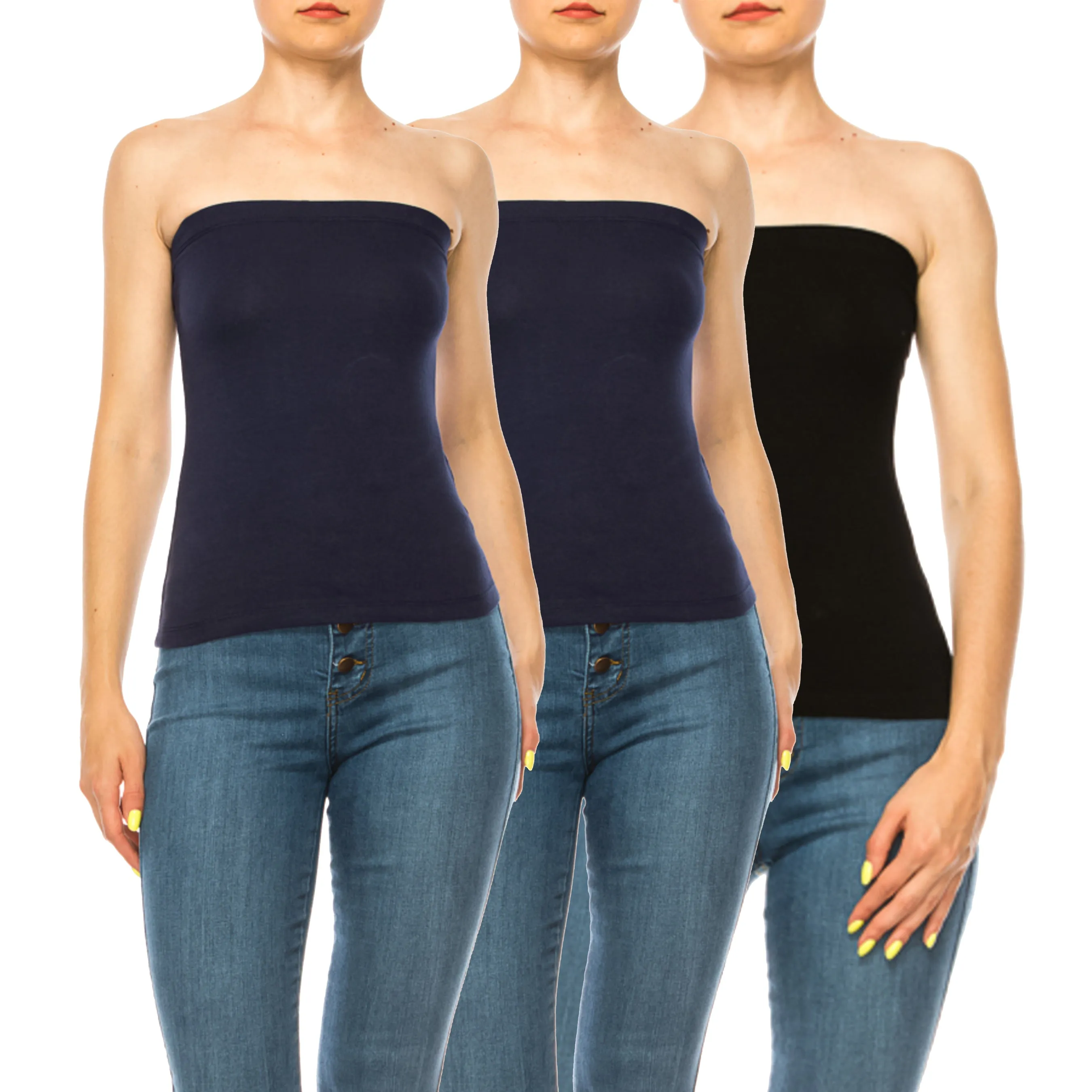 Women's Stylish Tubetop features an Elastic Top (3-pack)