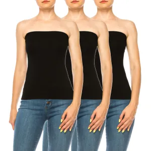 Women's Stylish Tubetop features an Elastic Top (3-pack)