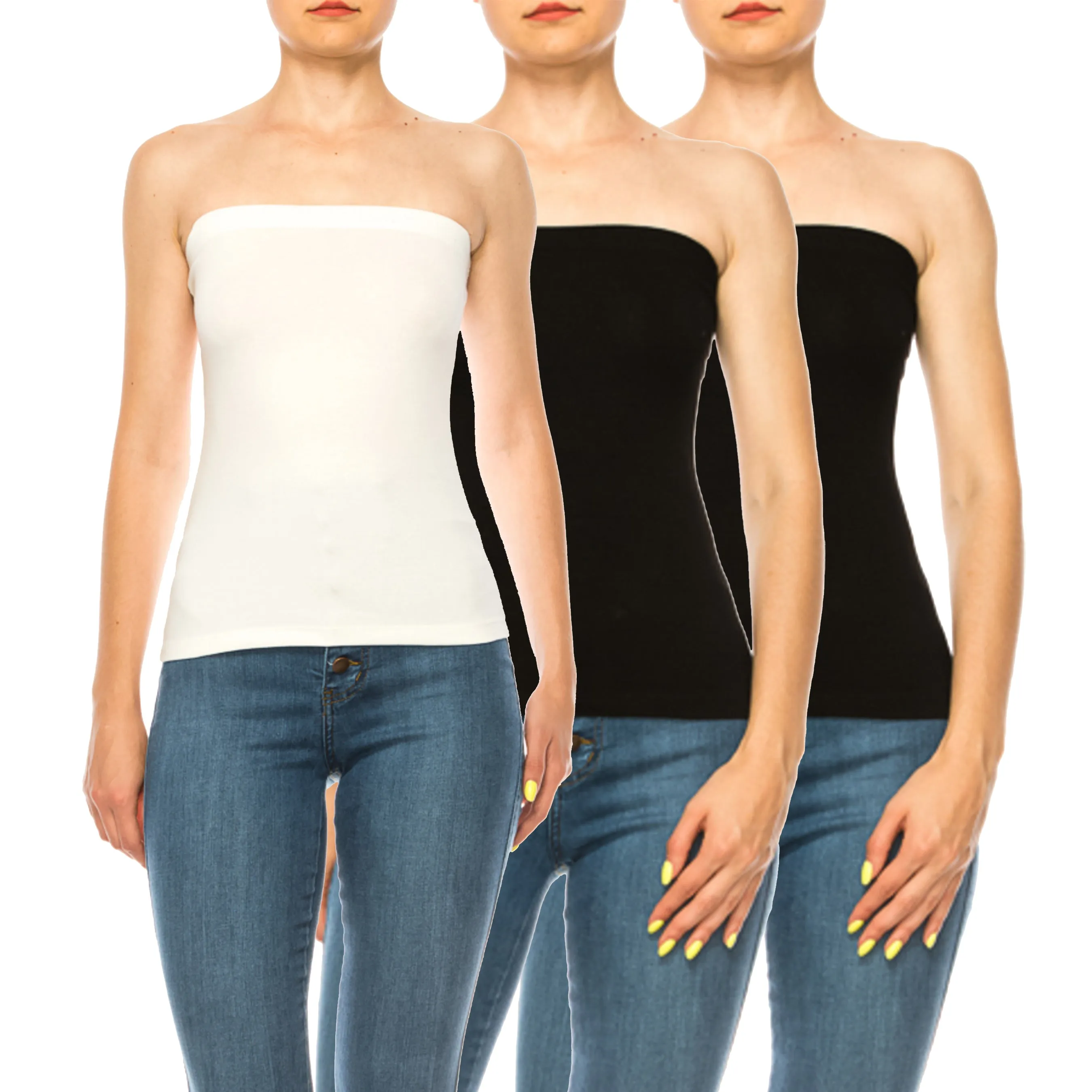 Women's Stylish Tubetop features an Elastic Top (3-pack)