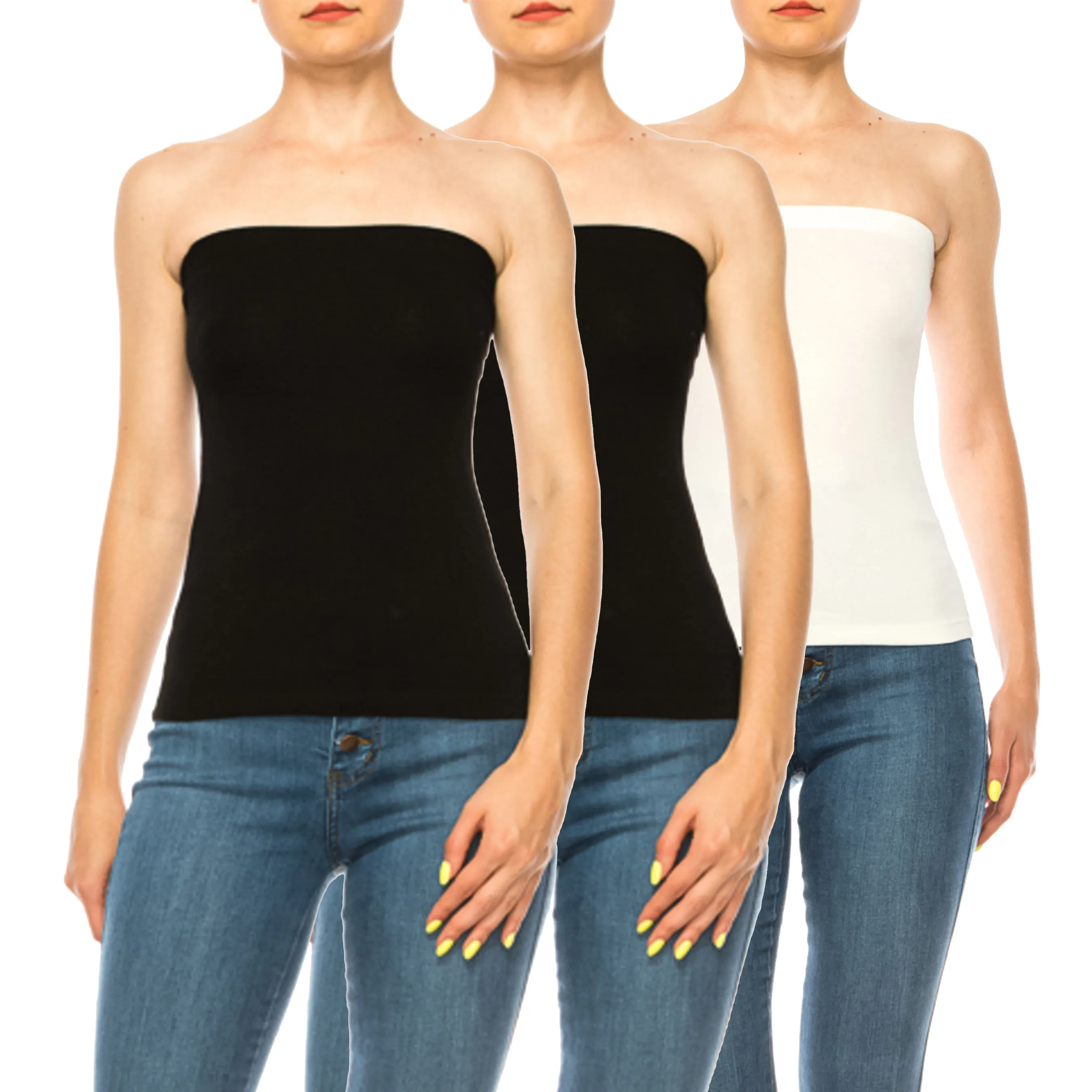 Women's Stylish Tubetop features an Elastic Top (3-pack)