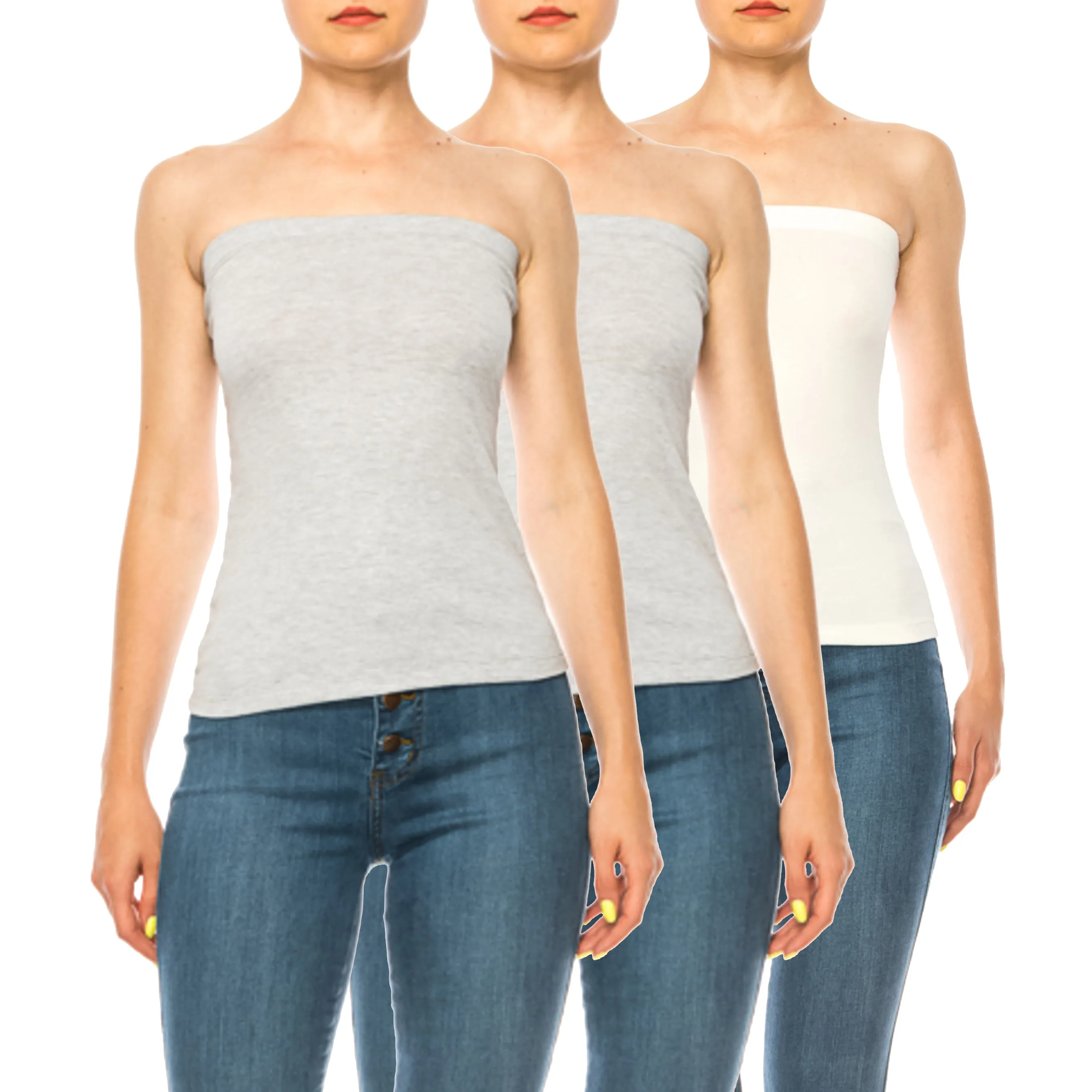 Women's Stylish Tubetop features an Elastic Top (3-pack)