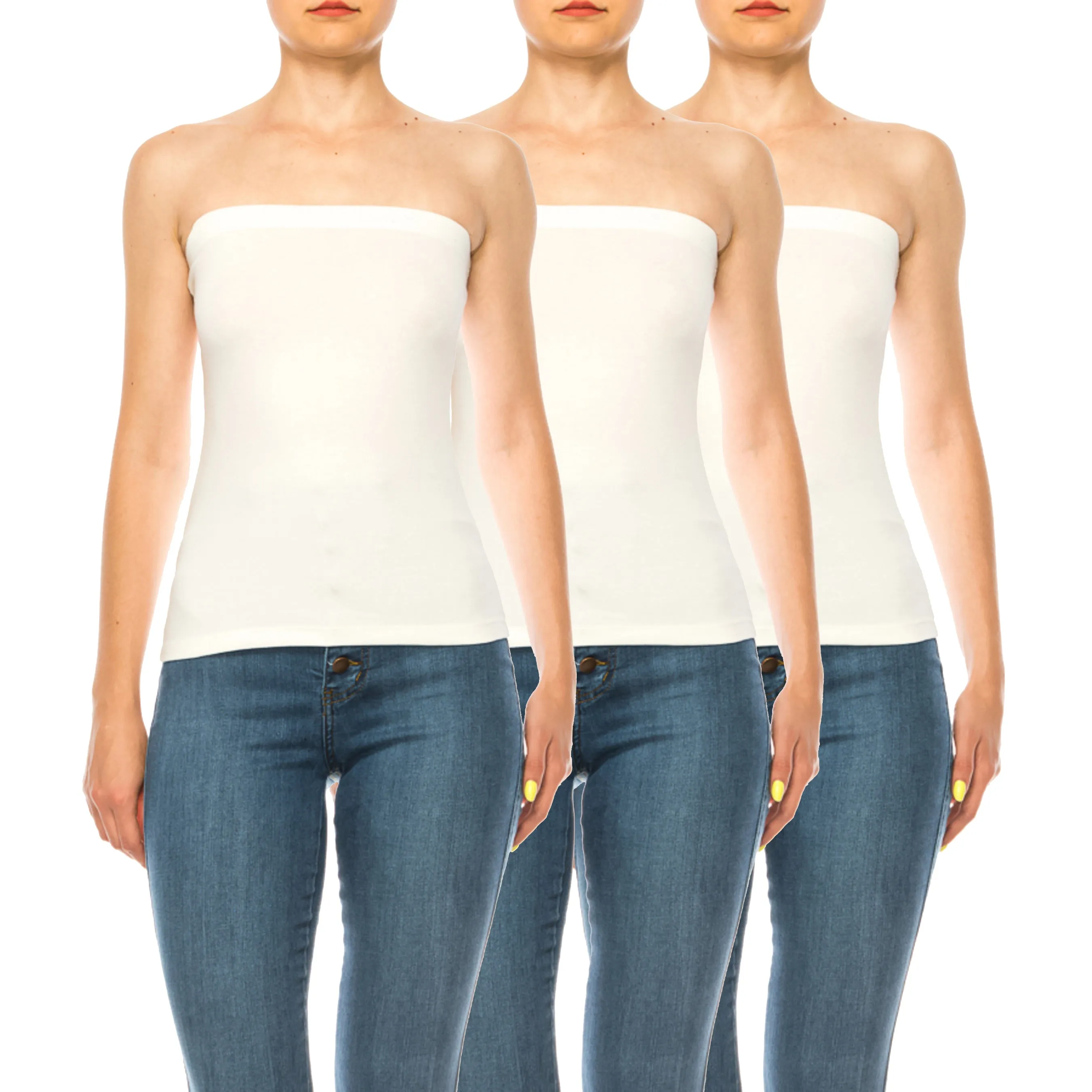 Women's Stylish Tubetop features an Elastic Top (3-pack)