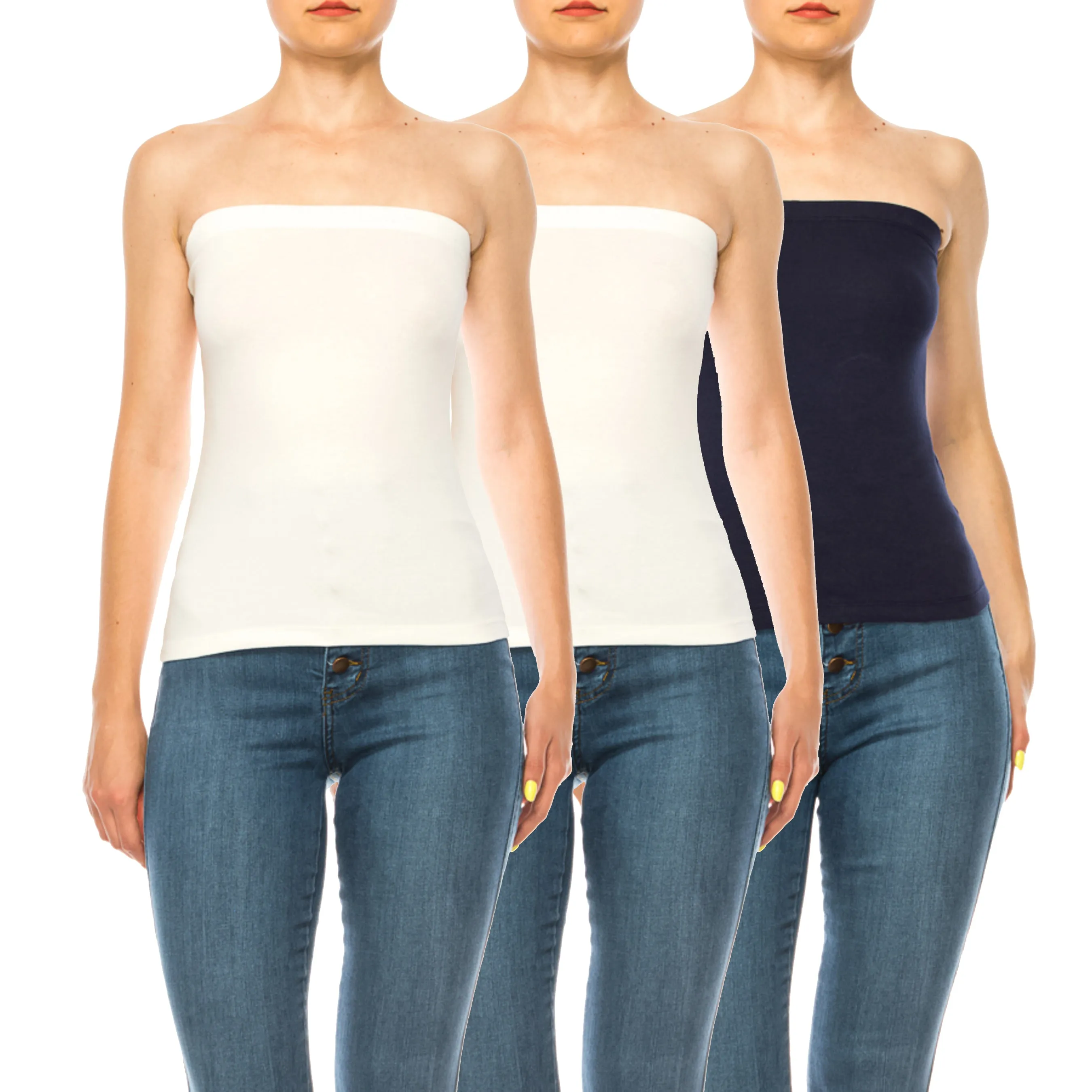 Women's Stylish Tubetop features an Elastic Top (3-pack)