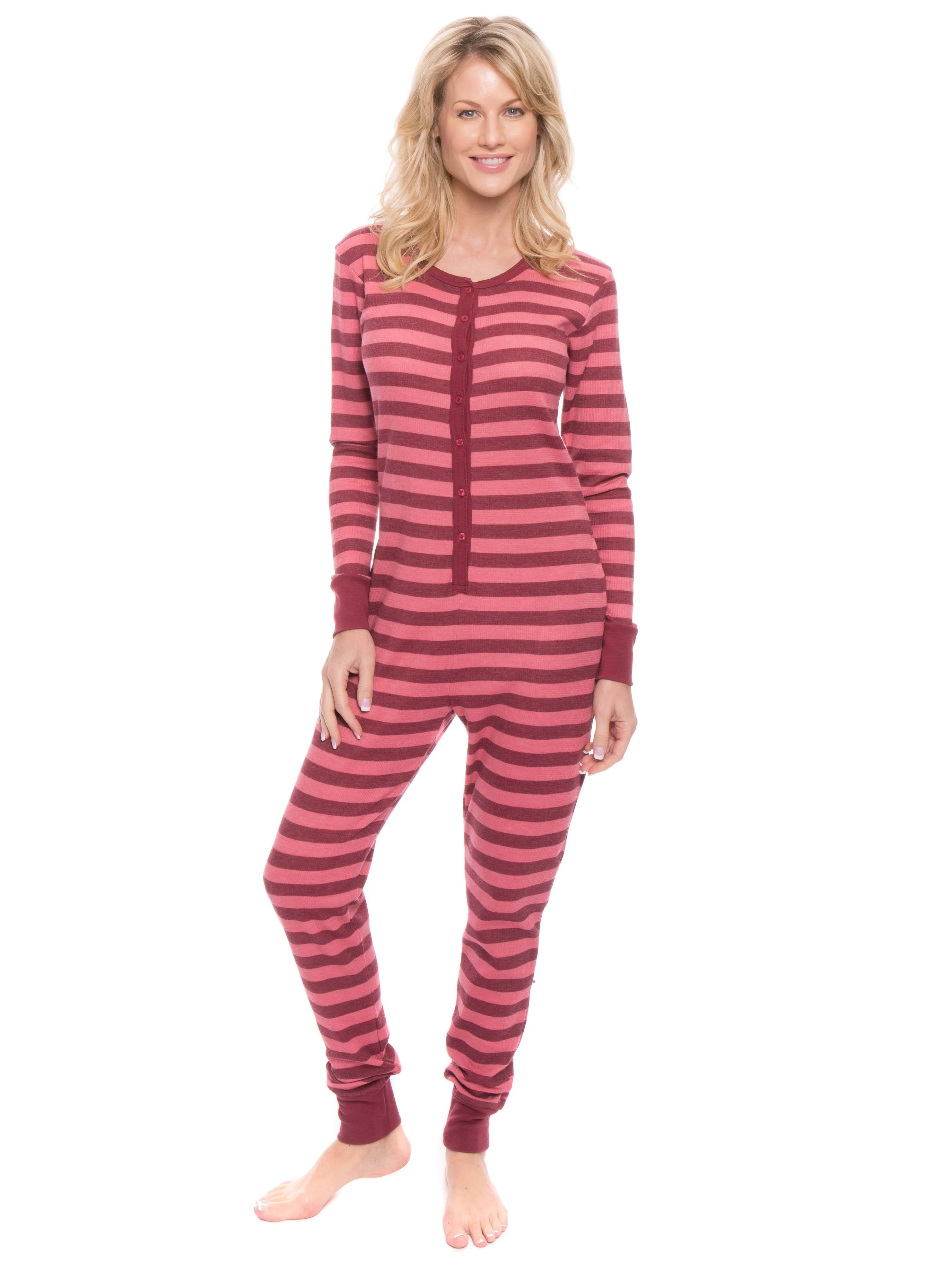 Women's Waffle Knit Thermal Onesie Pajama