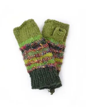 Wool and Silk Knit Fingerless Gloves