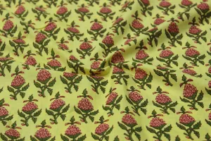 Yellow Cotton Cambric Print Fabric