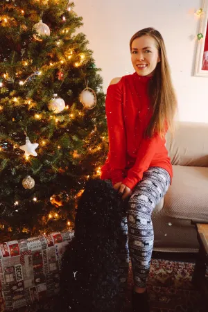 Yoga Waist 5" Gray Reindeer Leggings