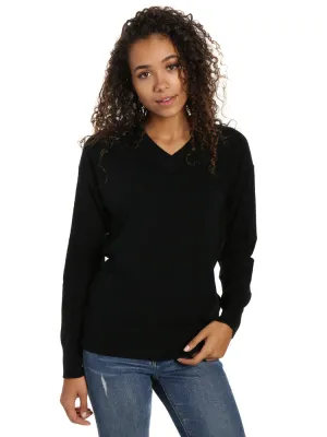 Zainuno Moizni Women's 100% Cashmere Deep V-Neck Sweater