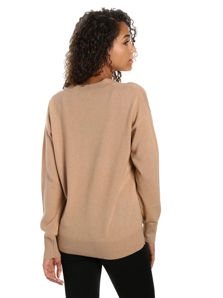 Zainuno Moizni Women's 100% Cashmere Deep V-Neck Sweater