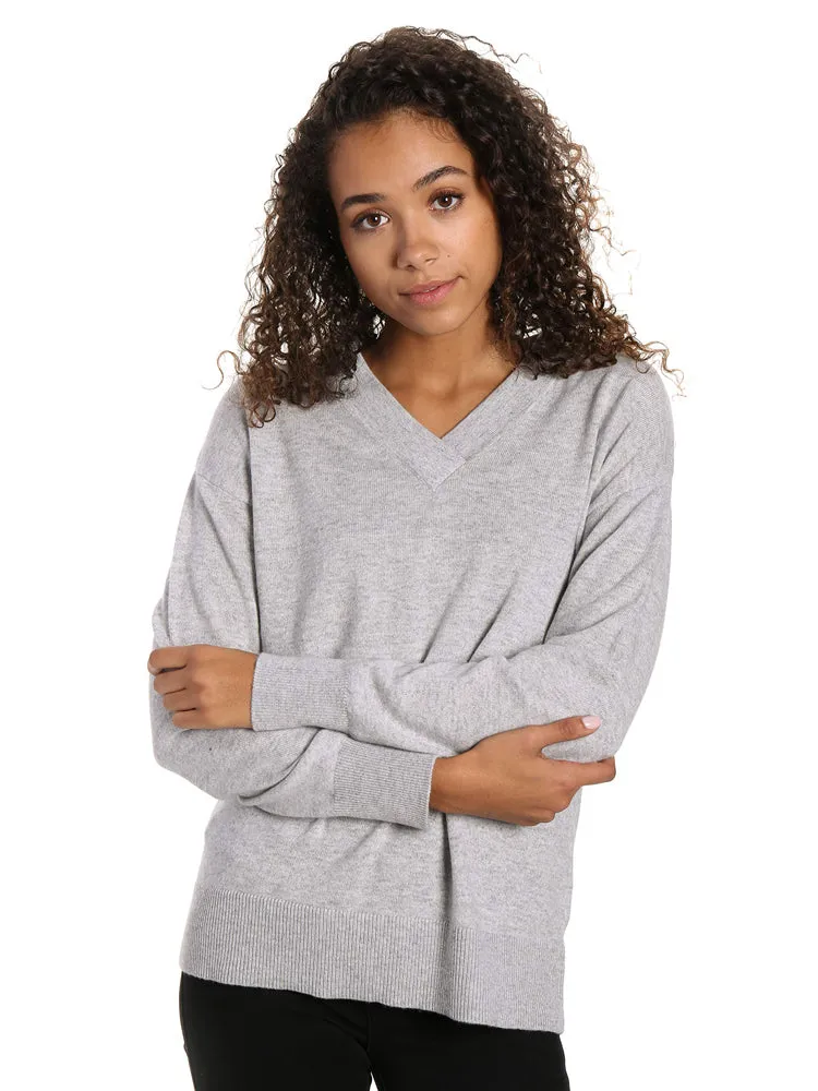 Zainuno Moizni Women's 100% Cashmere Deep V-Neck Sweater